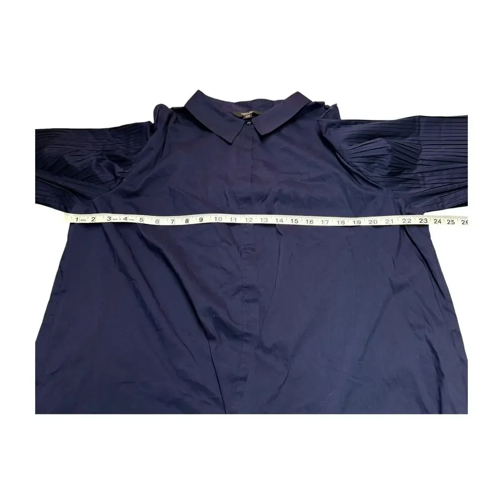 Simply Vera Vera Wang Navy Pleated Sleeve Blouse XXL - Picture 5 of 8